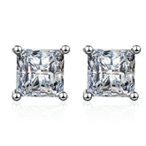 4-Prong Basket Princess Cut Moissanite Stud Earrings
