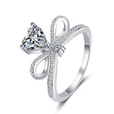 Designer Inspired Bowtie & Heart Moissanite Ring