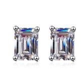 Emerald / Radiant Moissanite Basket Stud Earrings