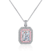 Emerald / Radiant Moissanite Halo Pendant