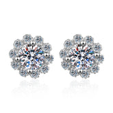 Floral Design Round Halo Stud Earrings