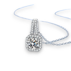 Neat Angle Round Moissanite Pendant
