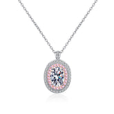 Oval Moissanite Halo Pendant