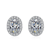 Oval Moissanite Halo Stud Earrings