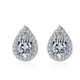 Pear Moissanite Halo Stud Earrings