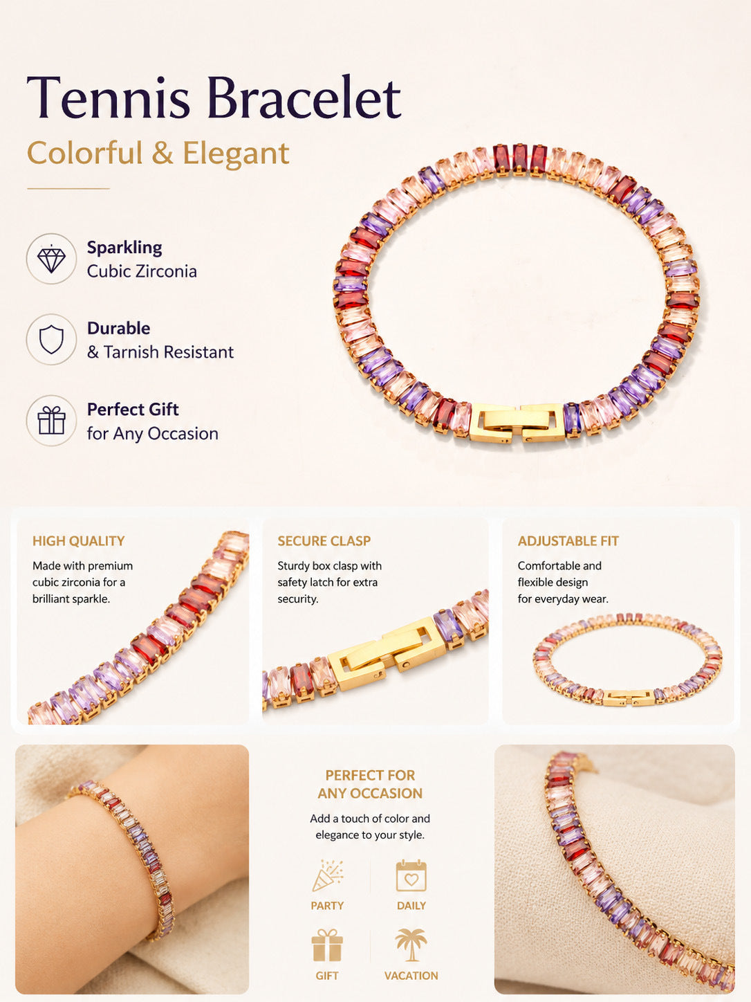 Baguette Gleam Tennis Necklace