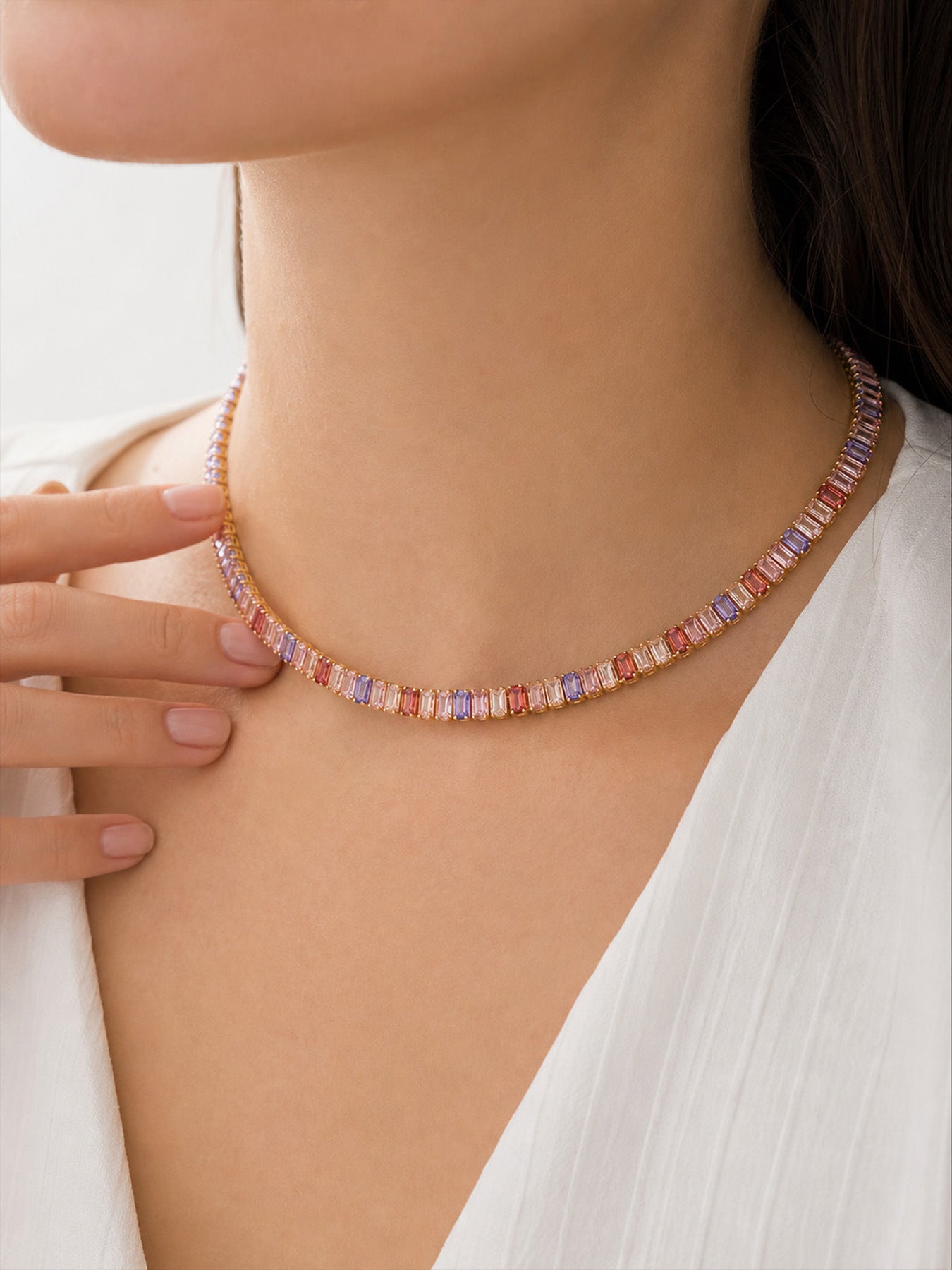 Baguette Gleam Tennis Necklace