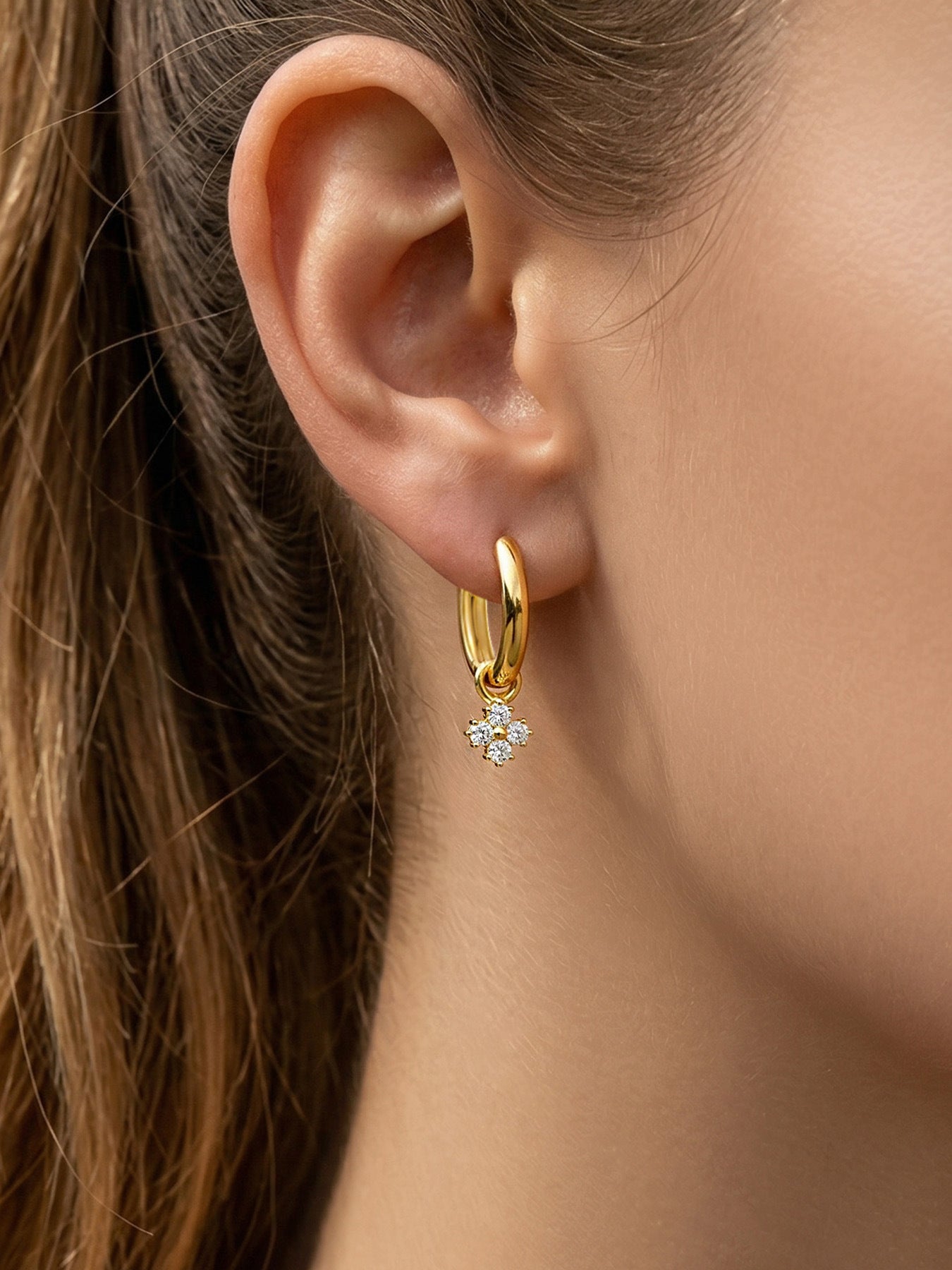 Clover Plain Hoop Drop Earrings