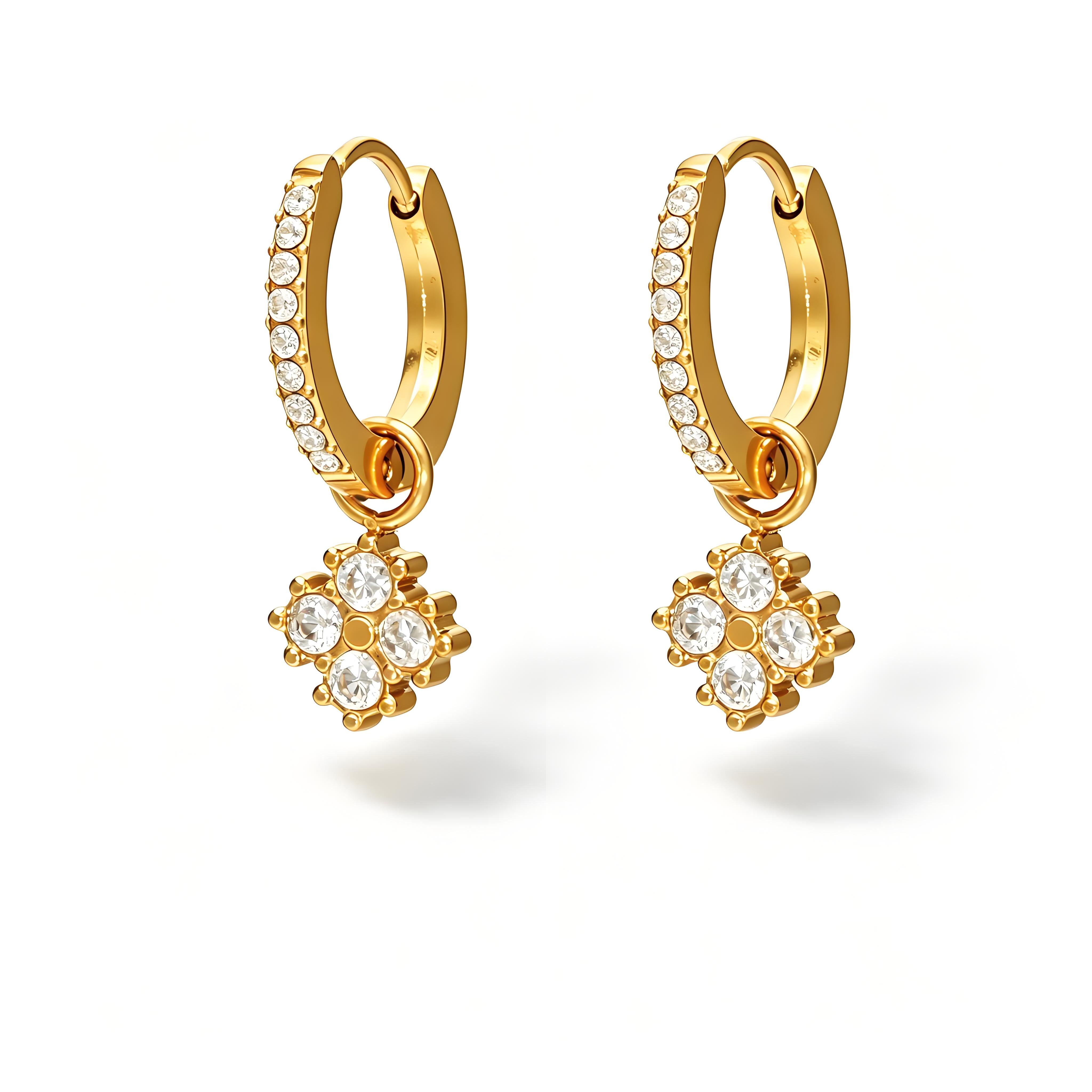 Clover Plain Hoop Drop Earrings