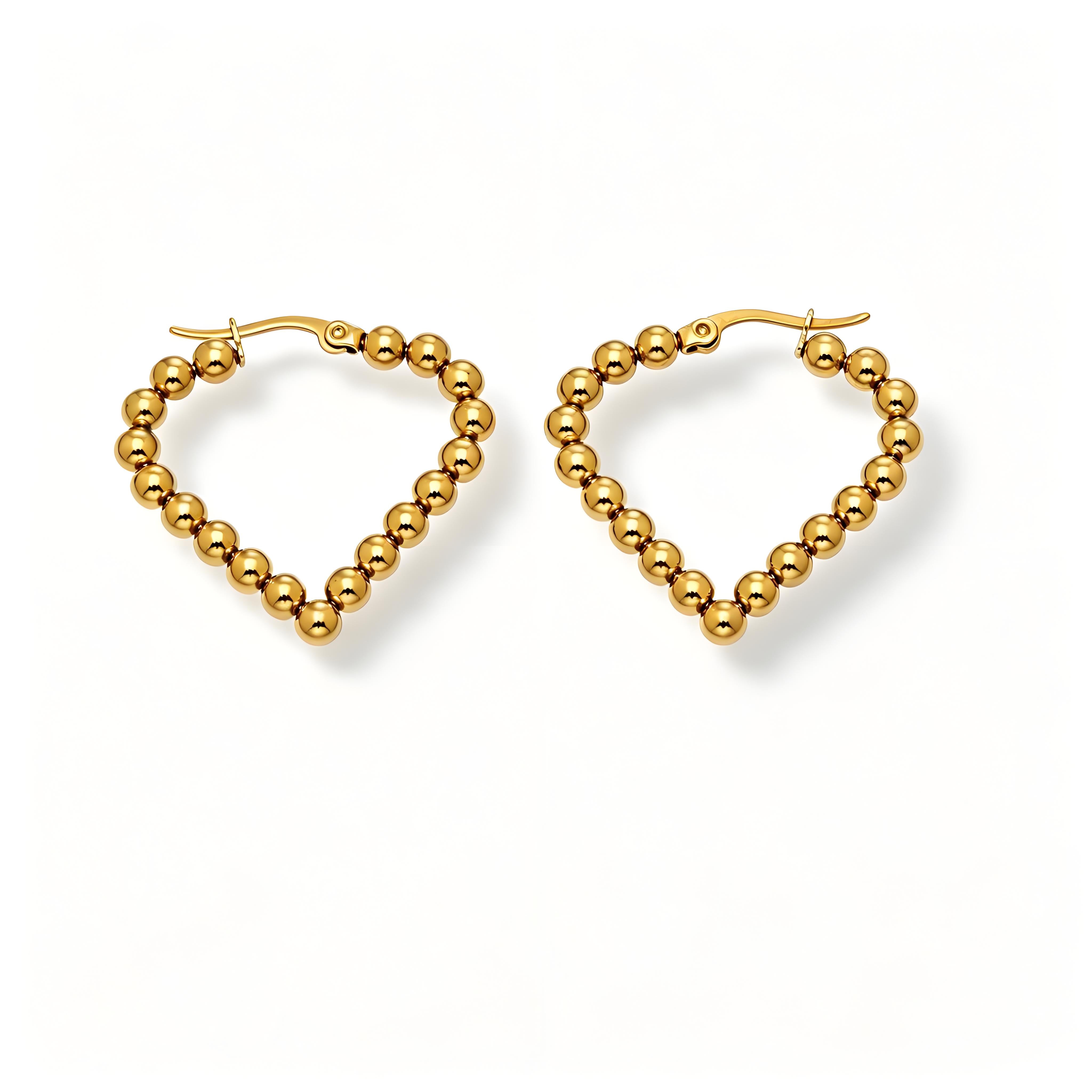 Golden Bead Hoop Earrings