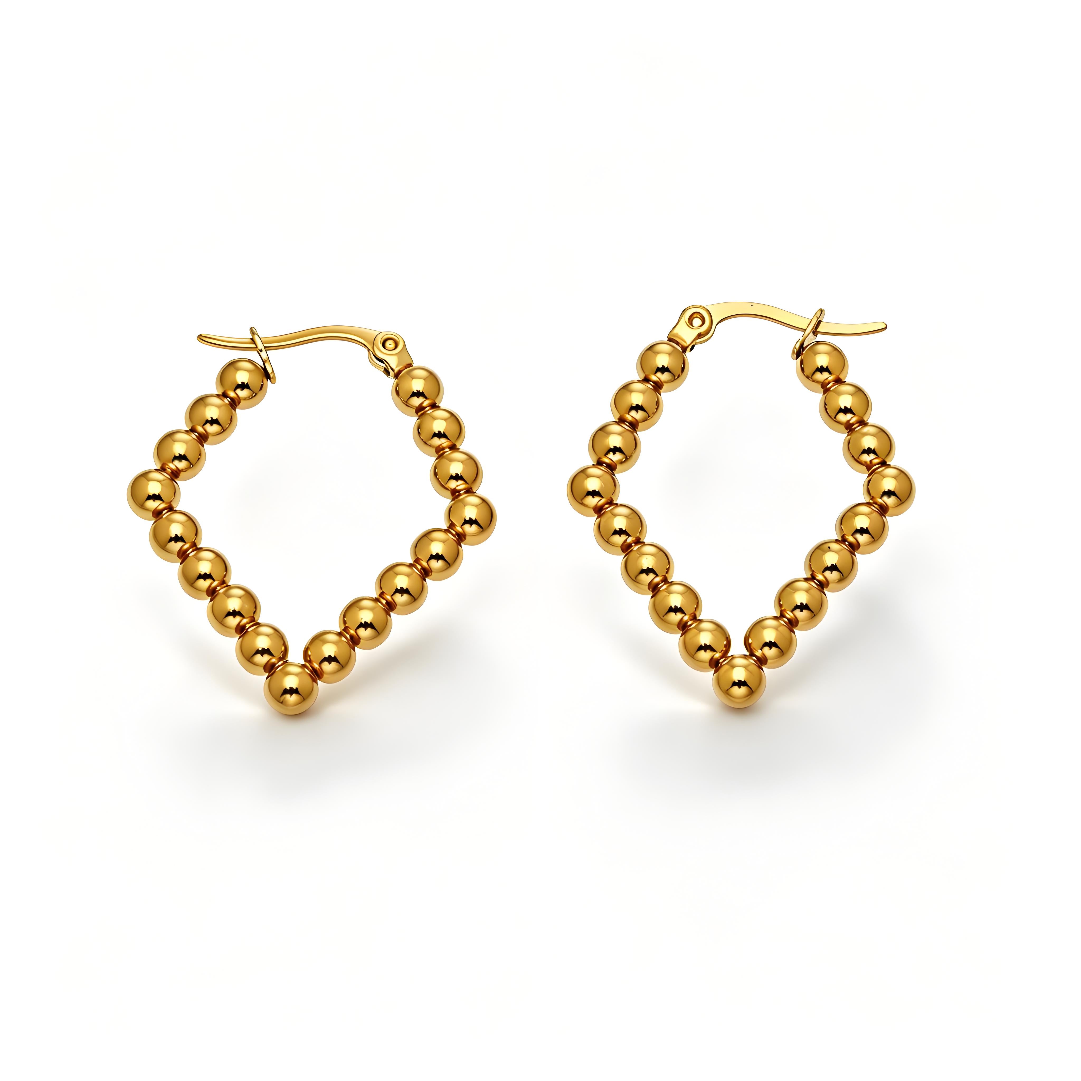Golden Bead Hoop Earrings