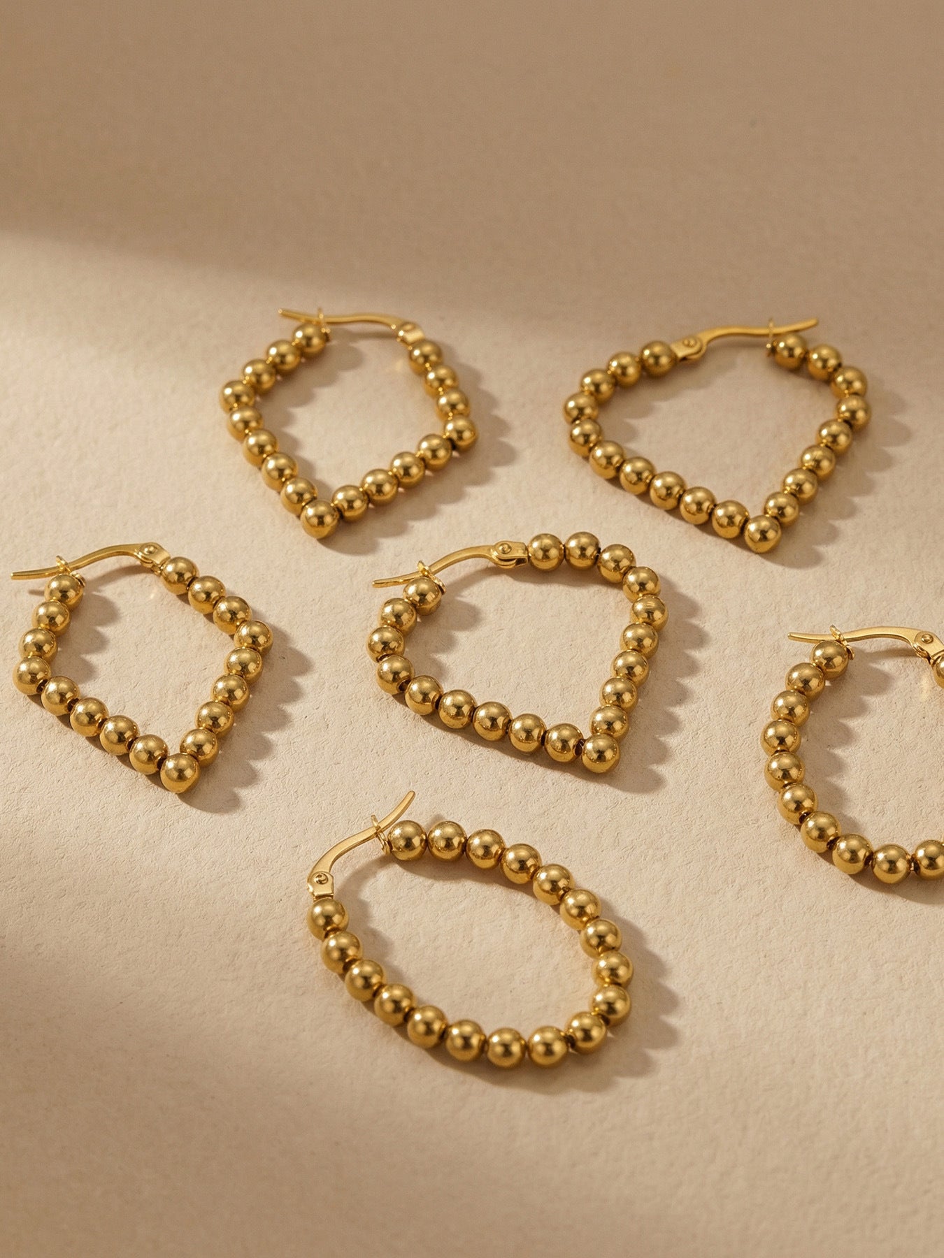 Golden Bead Hoop Earrings