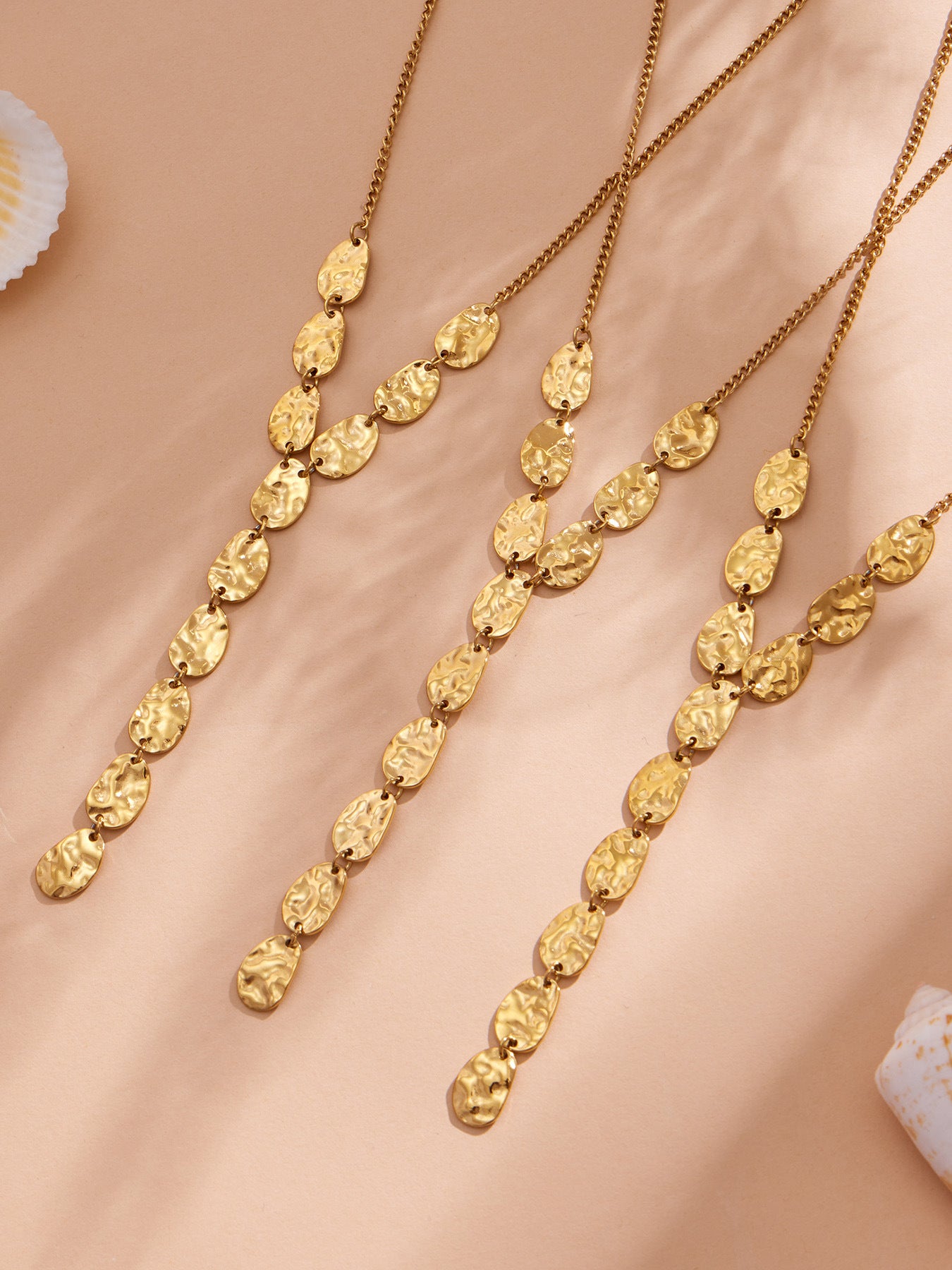 Hammered Y Drop Necklace