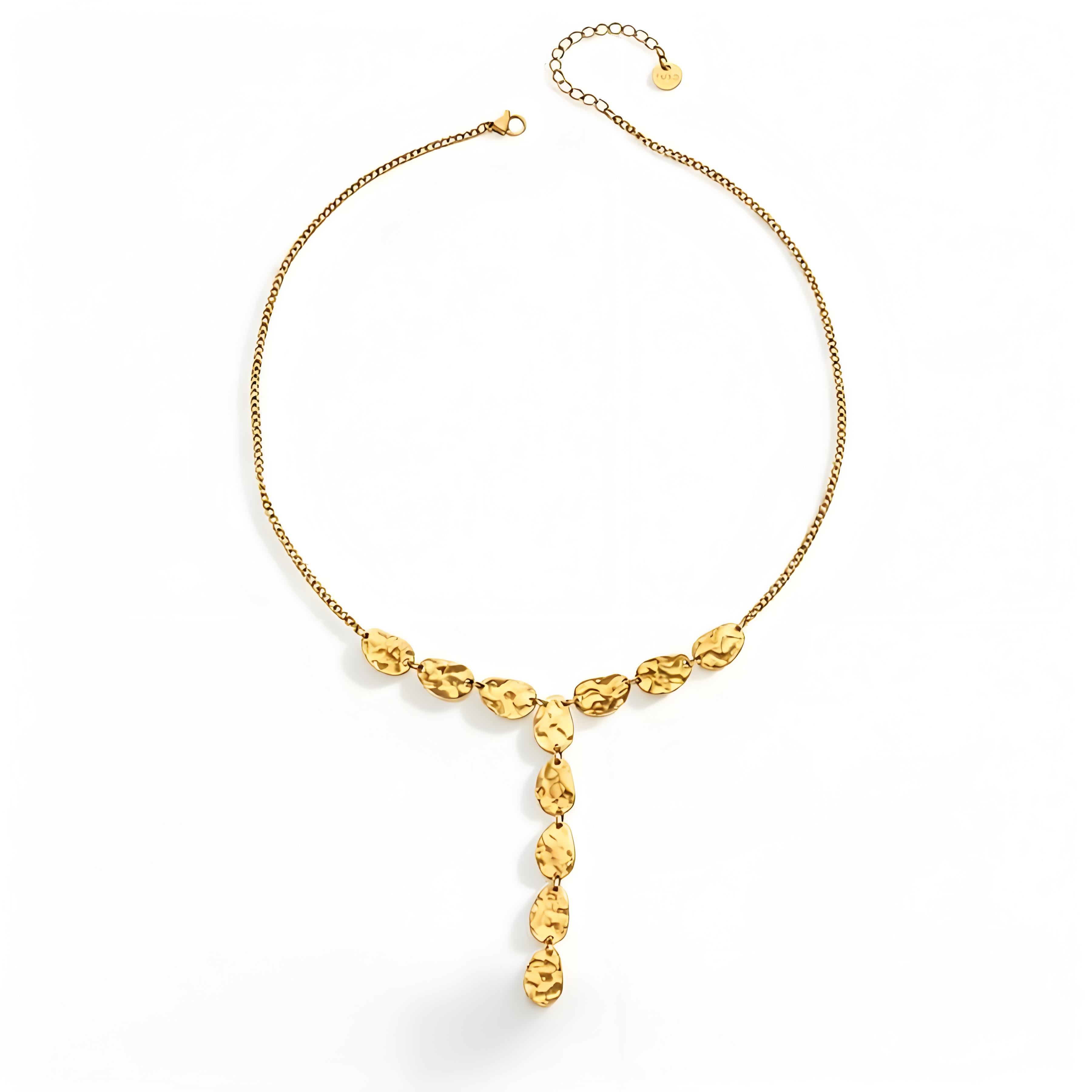 Hammered Y Drop Necklace