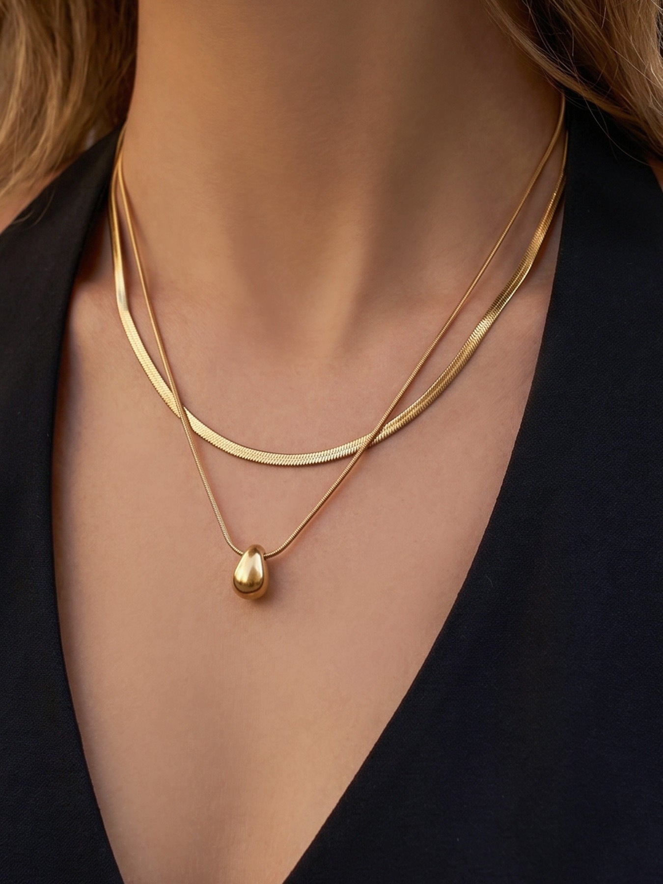 Teardrop Double Snake Chain