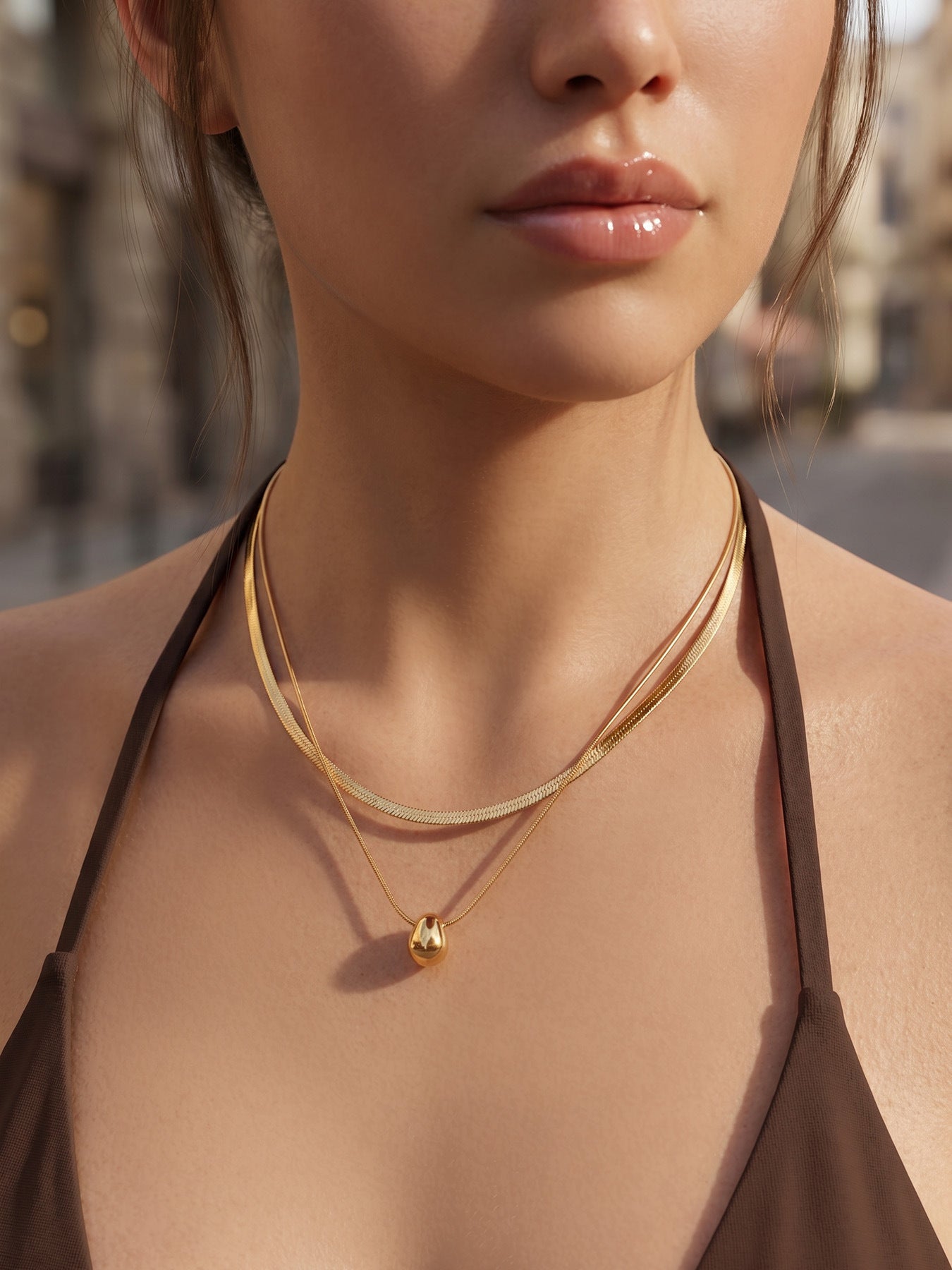 Teardrop Double Snake Chain