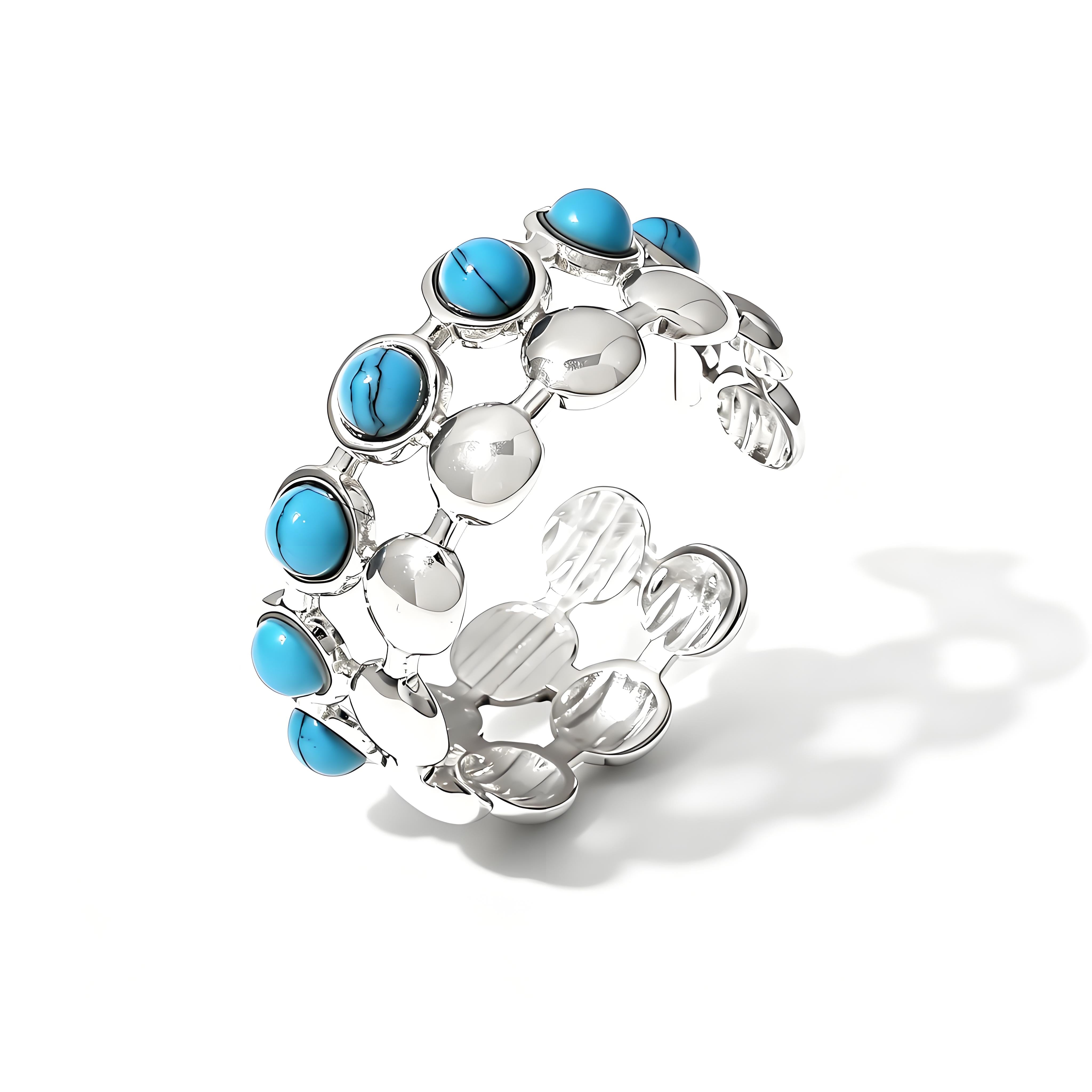 Beaded Turquoise Open Stack Ring