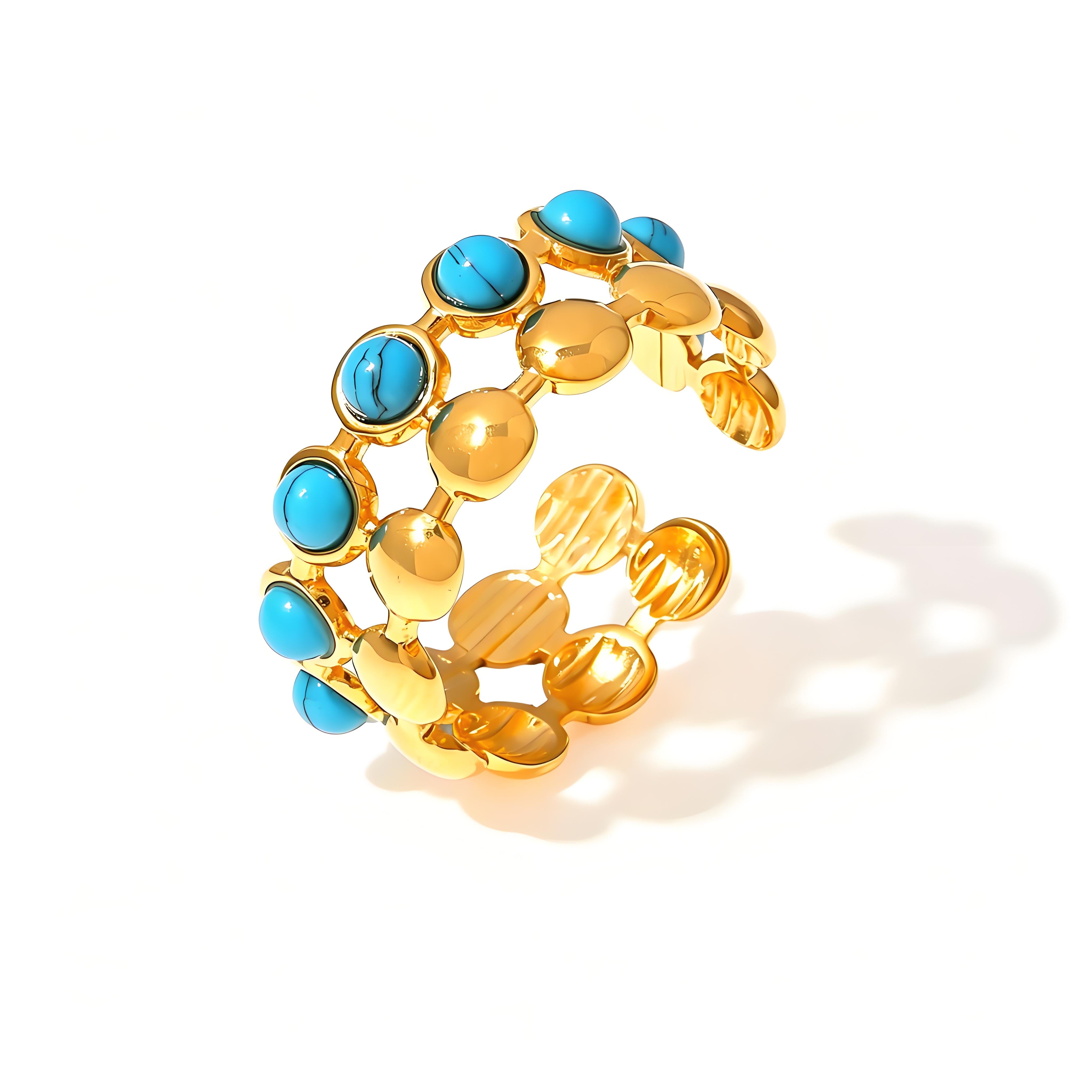 Beaded Turquoise Open Stack Ring