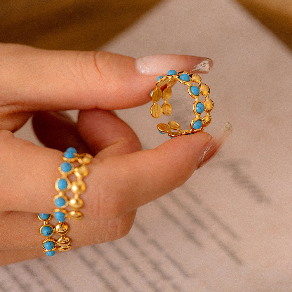 Beaded Turquoise Open Stack Ring