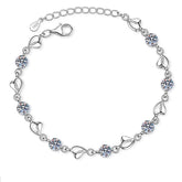 Silver Heart Design Round Moissanite Bracelet