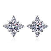 Snowflake Design Round Moissanite Stud Earrings