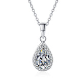 Timeless Pear Moissanite Halo Pendant