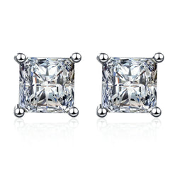 4-Prong Basket Princess Cut Moissanite Stud Earrings