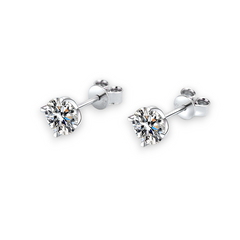 4-Prong Round Basket Stud Earrings