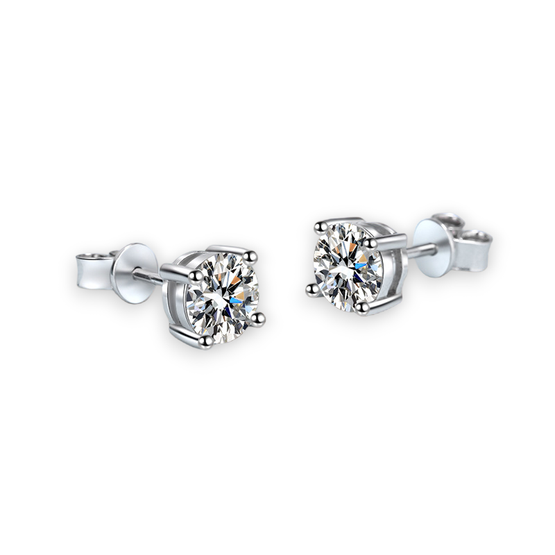 4-Prong Round Stud Earrings