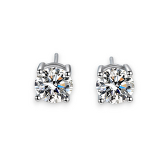 4-Prong Round Stud Earrings