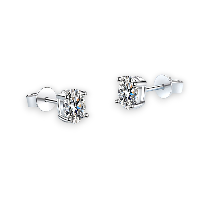 4-prong Oval Martini Moissanite Stud Earrings