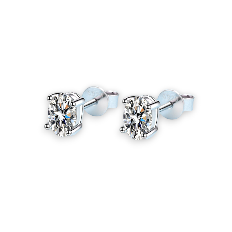 4-prong Oval Martini Moissanite Stud Earrings