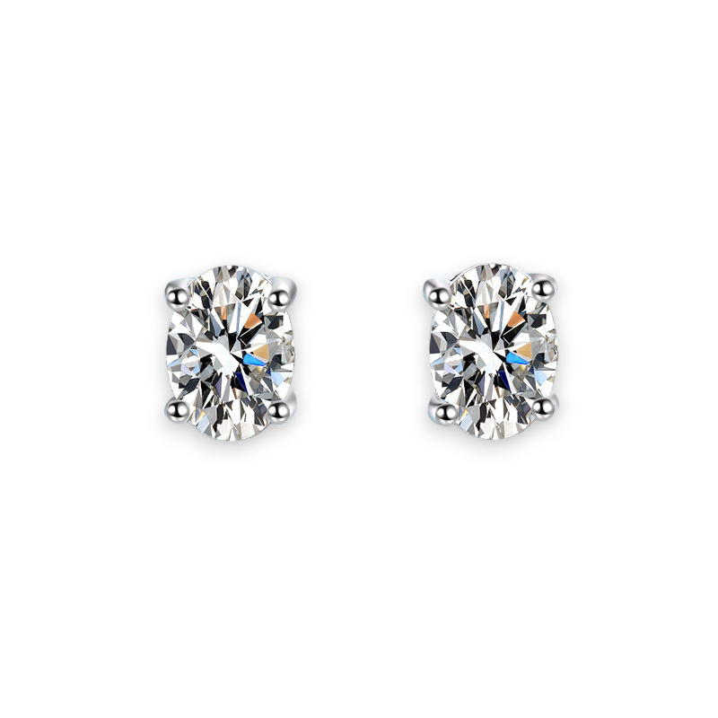 4-prong Oval Martini Moissanite Stud Earrings