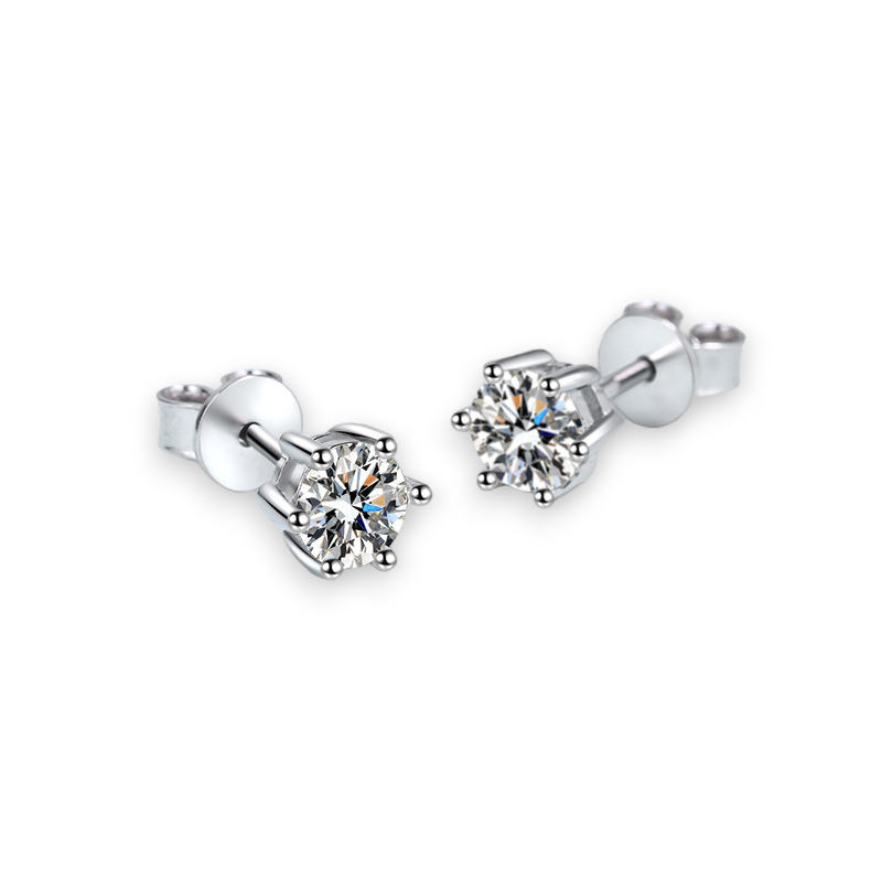 6-Prong Round Stud Earrings