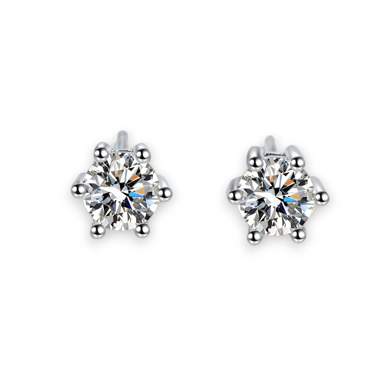 6-Prong Round Stud Earrings