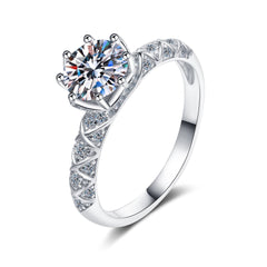 8-Prong Round Pave Design Moissanite Engagement Ring