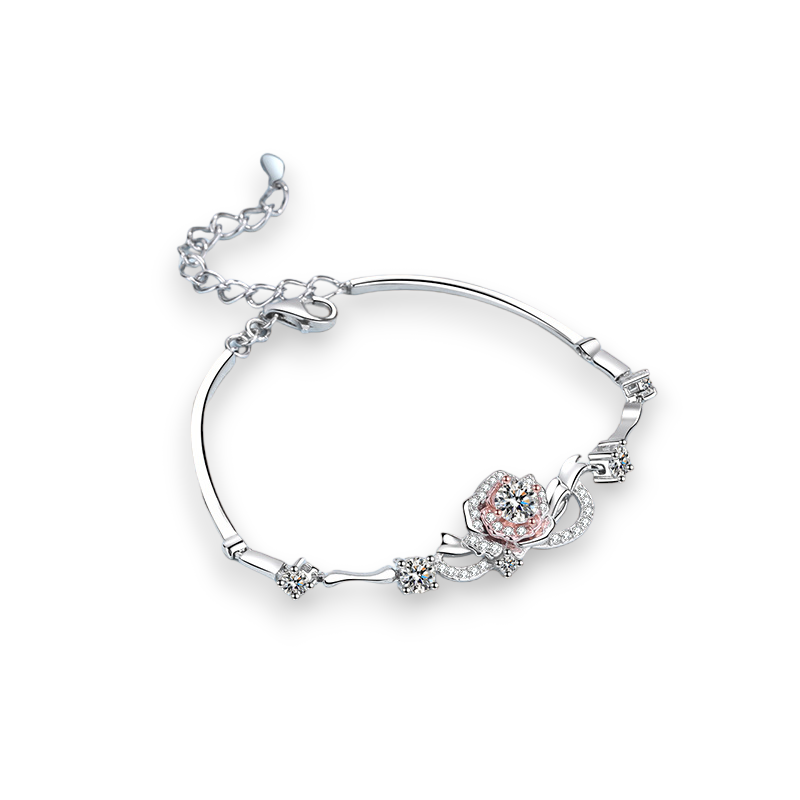 Addicted Floral Design Round Moissanite Bracelet