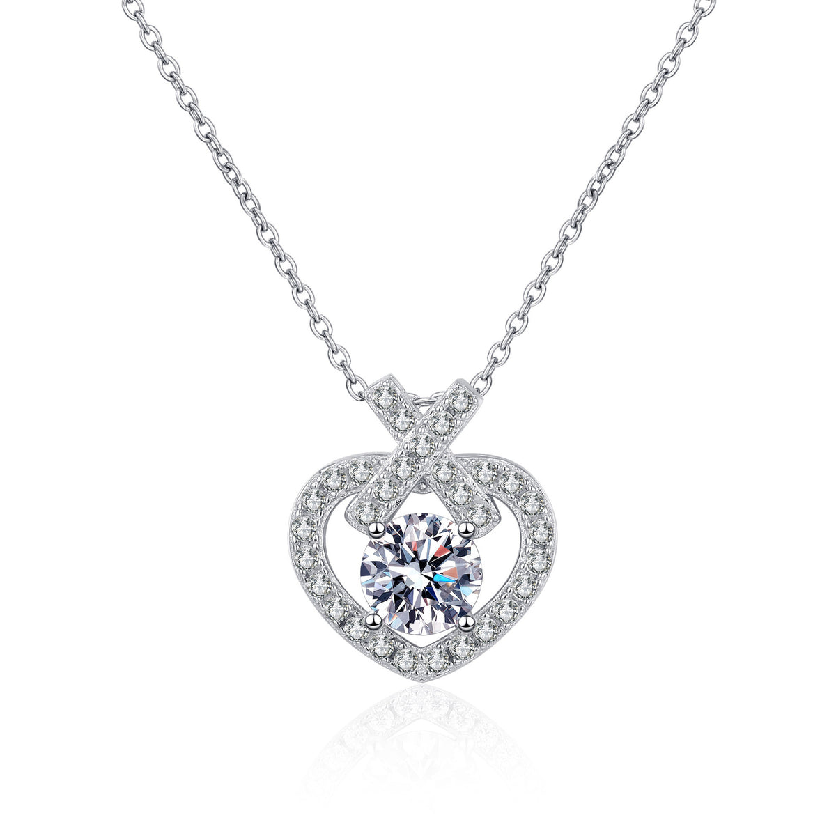 Addicted Round Moissanite Heart Shaped Pendant