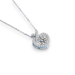 Addicted Round Moissanite Heart Shaped Pendant