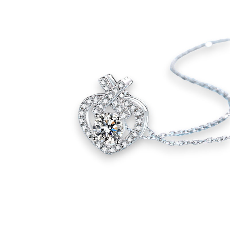 Addicted Round Moissanite Heart Shaped Pendant