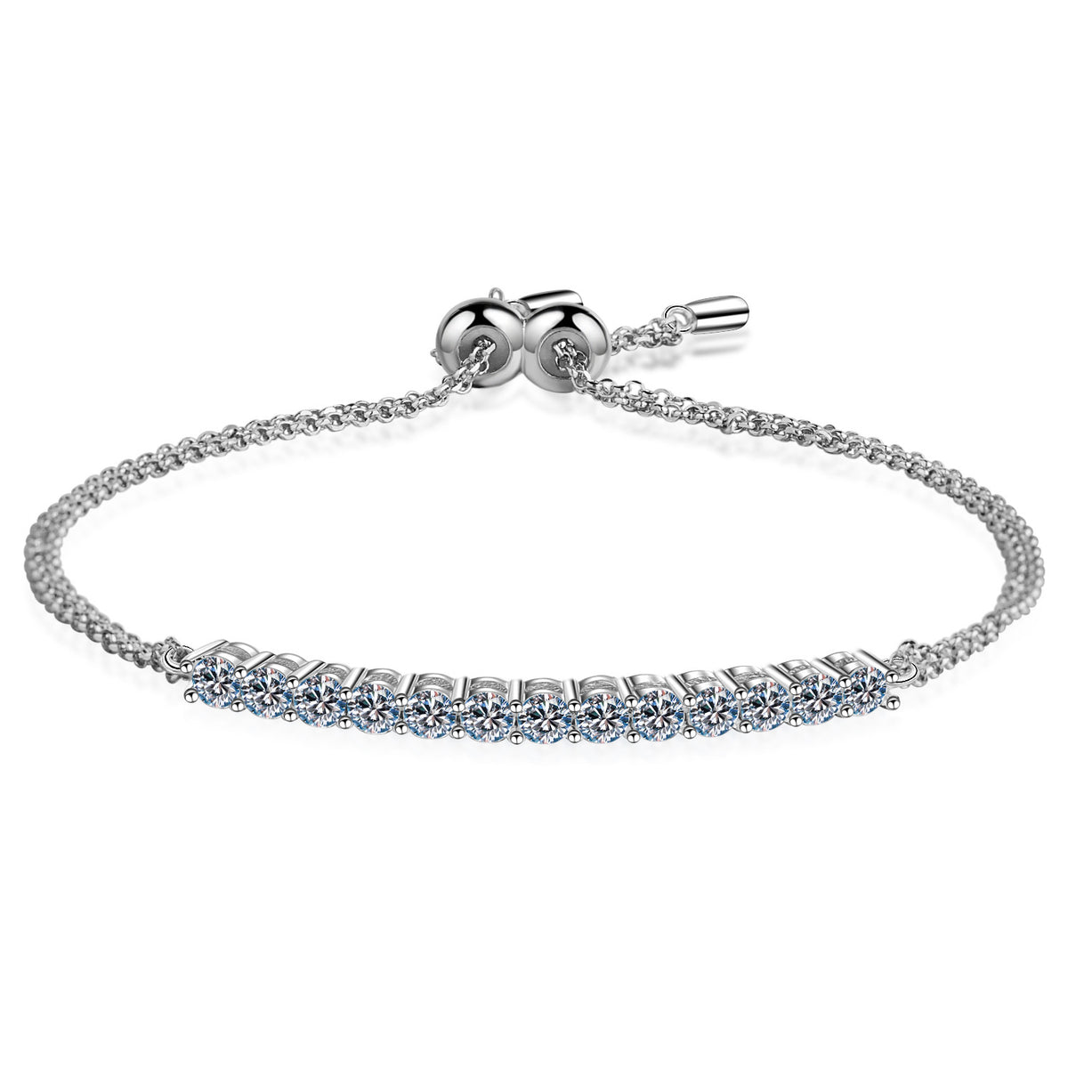 Adjustable Refine Round Moissanite Bracelet