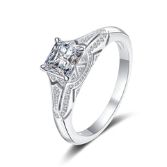 Antique Design Princess Cut Moissanite Ring