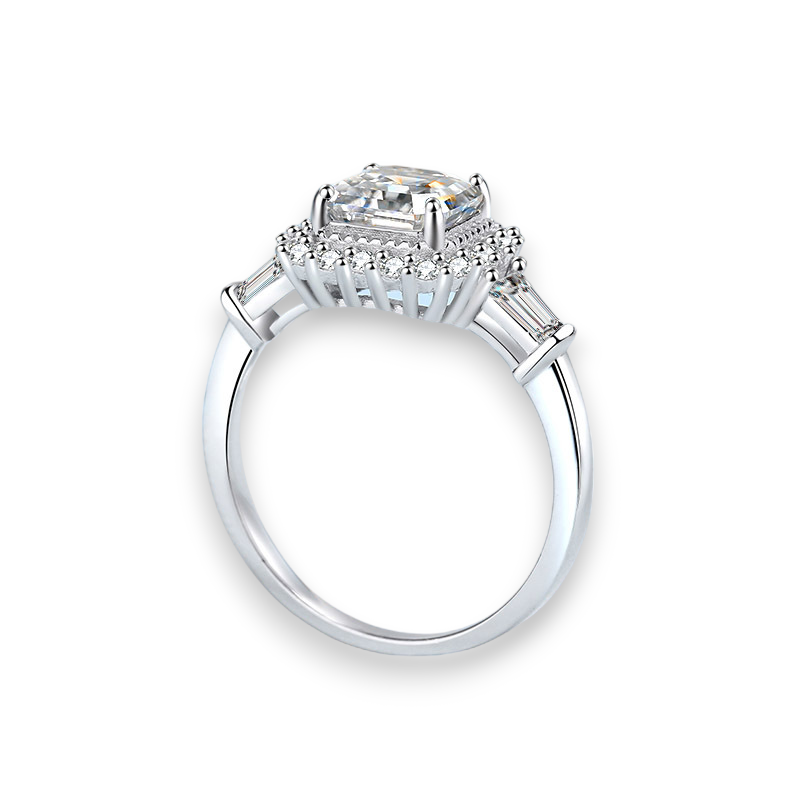 Asscher Fashion Inspired Moissanite Engagement Ring