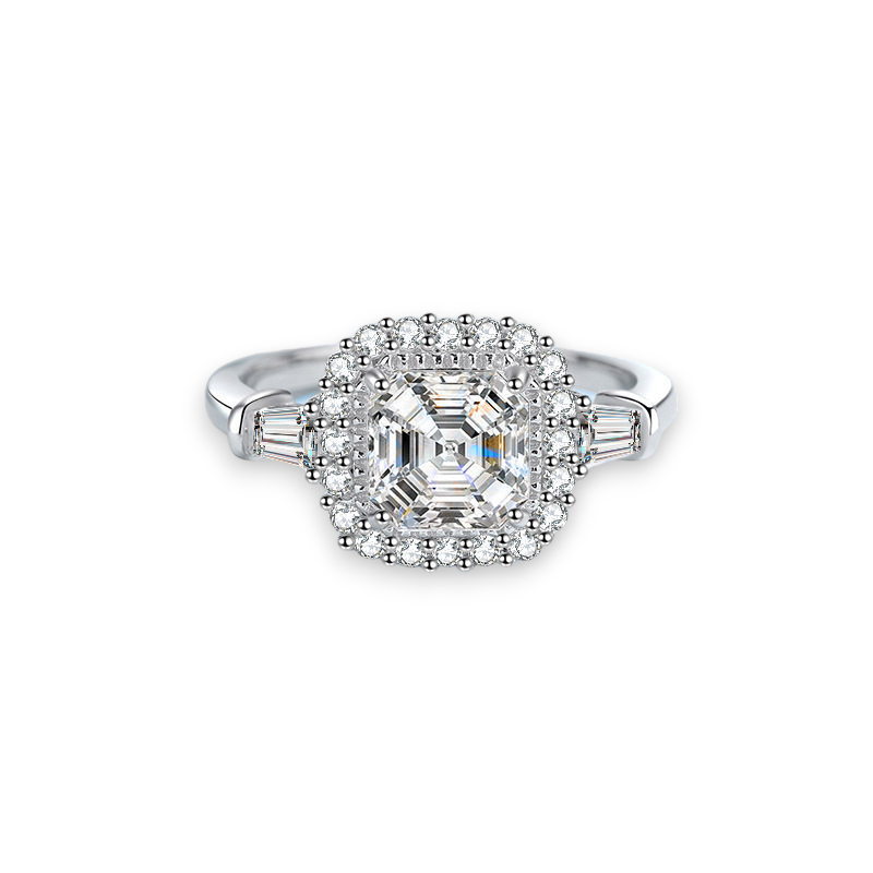 Asscher Fashion Inspired Moissanite Engagement Ring