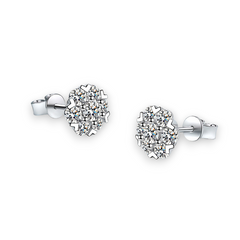 Blossom Design Round Moissanite Stud Earrings