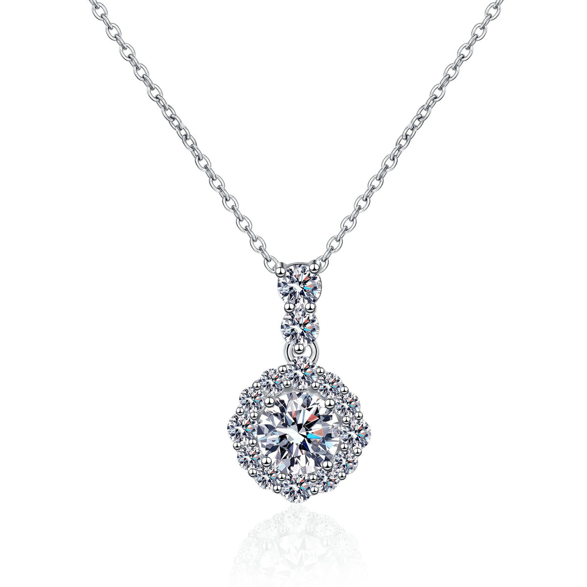 Bubble Design Round Moissanite Pendant