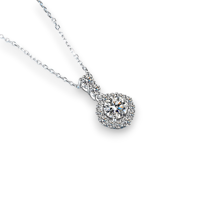 Bubble Design Round Moissanite Pendant