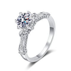 Cathedral Round Moissanite Engagement Ring