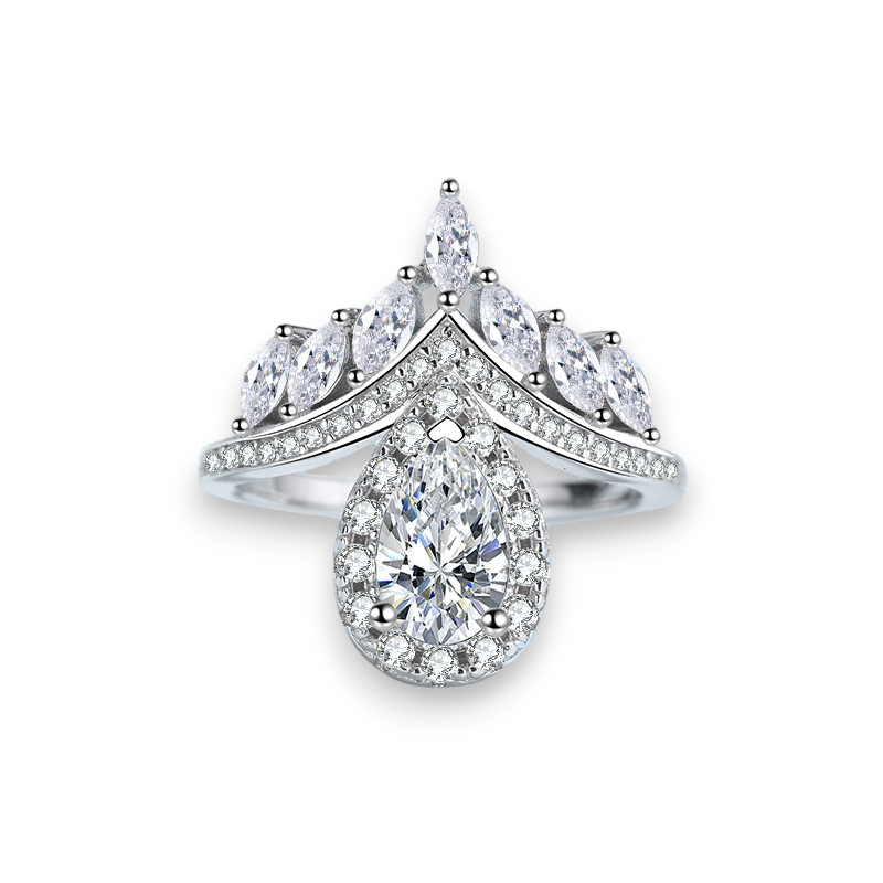 Chevron Shaped Pear Moissanite Engagment Ring