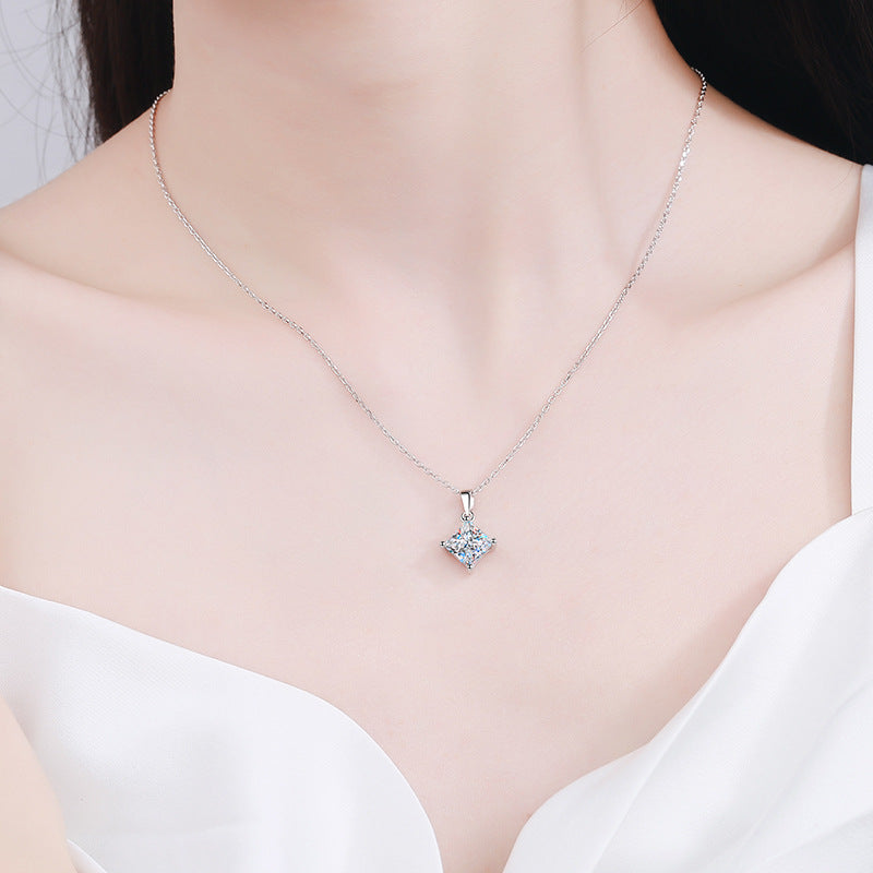 Classic Princess Cut Moissanite  Pendant